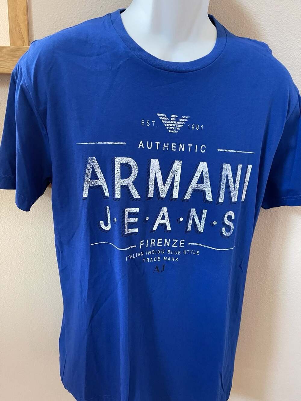 Armani Jeans AJ Graphic Logo T-Shirt Blue Size L